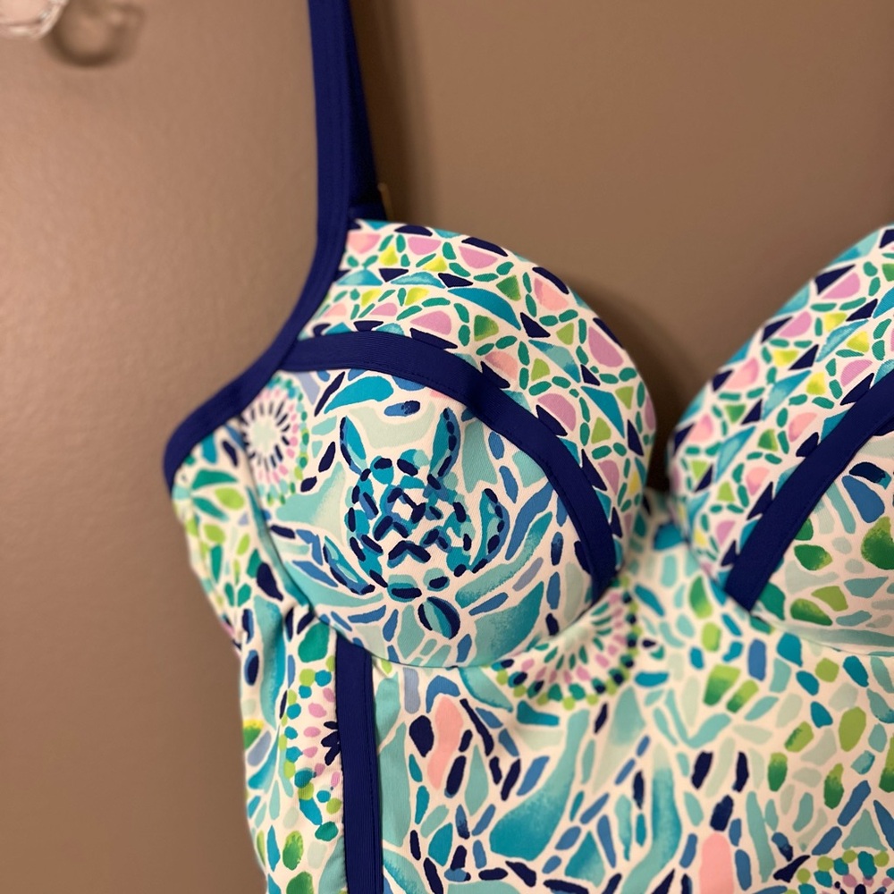 Lilly Pulitzer Palma One Piece Blue Ibiza Open Water Engineered Swimsuit - Picture 4 of 8